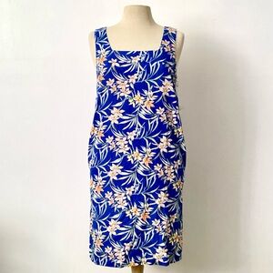 Caslon Nordstrom Summer Dress Blue Floral Linen Blend Pockets S Small NWTNew $89